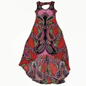 SNAP || Colorful Paisley Floral Sleeveless Spring Summer Slinky Dress Sz - L